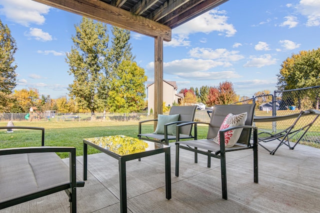 view of patio with a playground