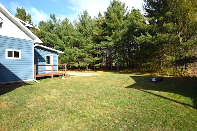 view of yard featuring a deck