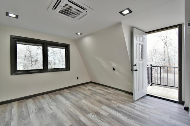 interior space with light hardwood / wood-style floors