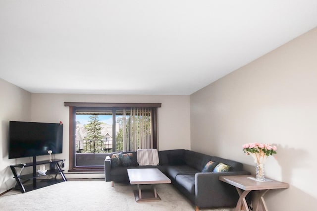 living room with carpet flooring