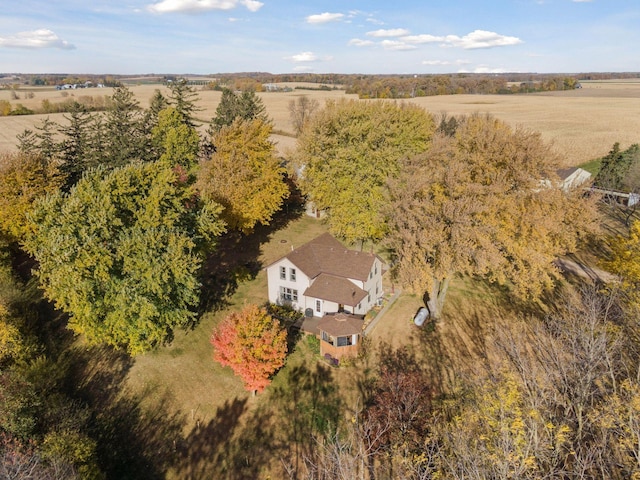 birds eye view of property featuring a rural view