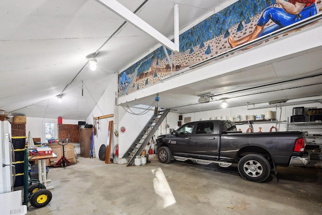 garage with a garage door opener