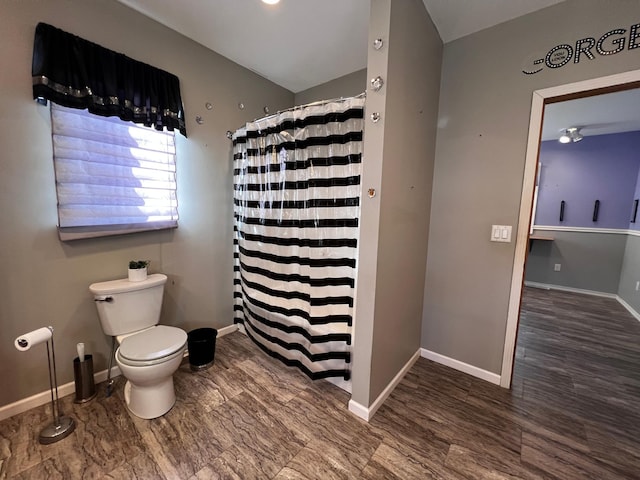 bathroom featuring hardwood / wood-style flooring and toilet