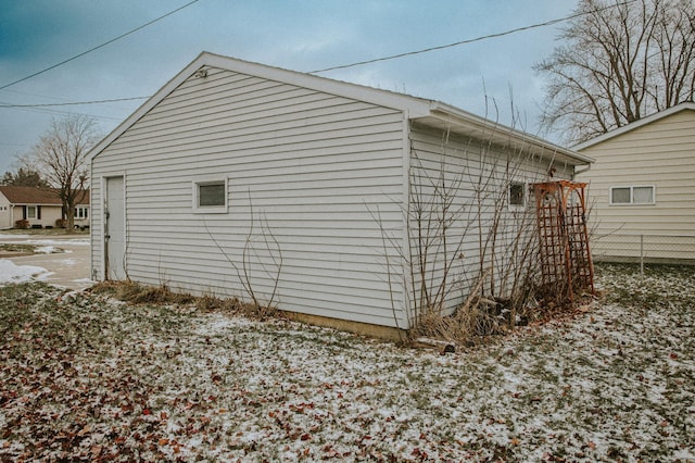 view of snow covered exterior