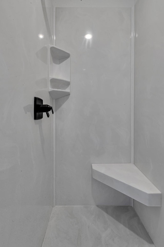 interior details featuring a shower