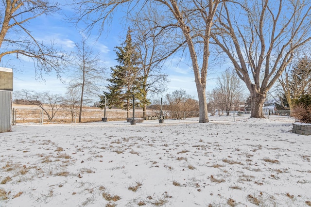 view of yard covered in snow