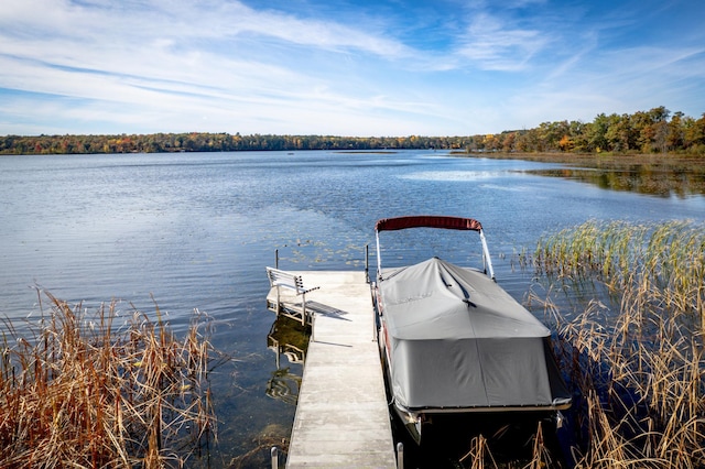 view of dock featuring a water view