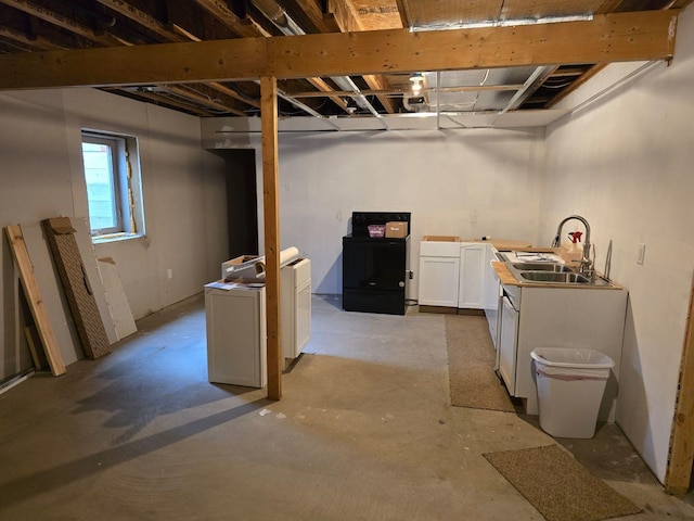 basement with sink