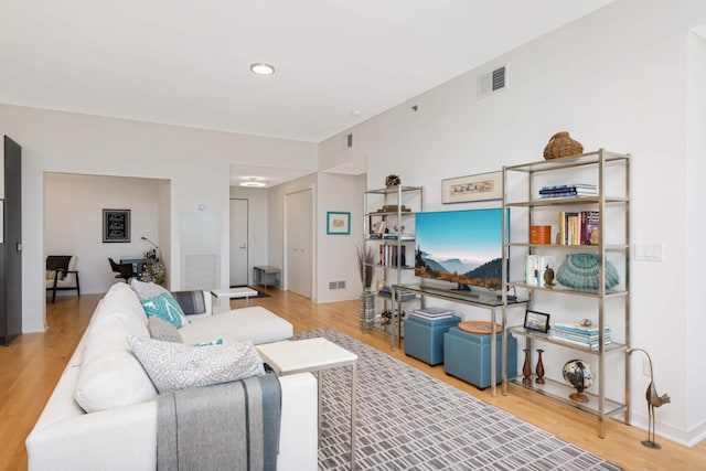 living room with hardwood / wood-style floors