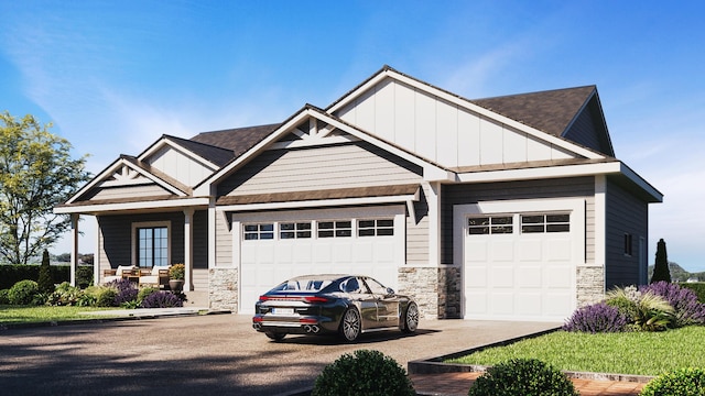 craftsman-style home featuring a garage and covered porch