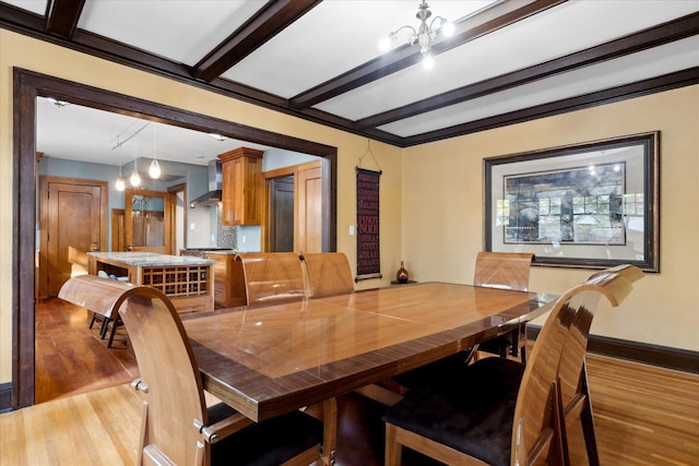 dining area featuring a chandelier and light wood-type flooring