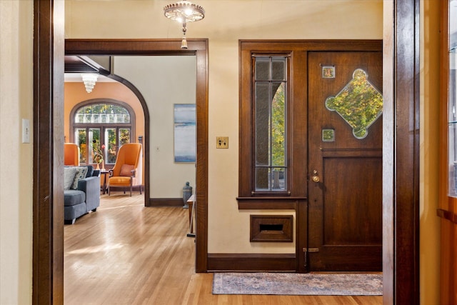 entrance foyer featuring light wood-type flooring