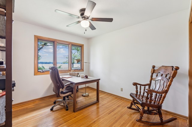 141 Lakeshore Dr, Big Lake, MN 55309 - office space featuring light wood-style flooring, ceiling fan, and baseboards