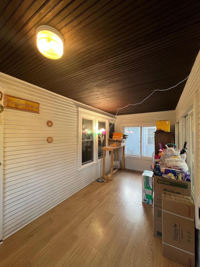 interior space featuring wood ceiling