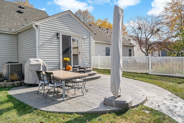 view of patio / terrace featuring cooling unit and grilling area