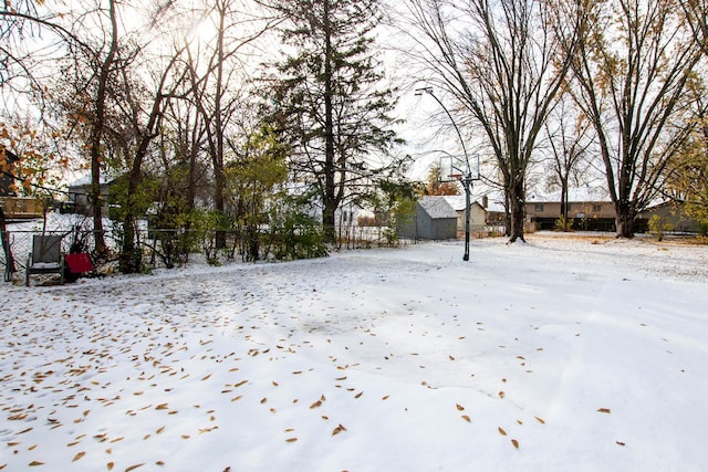 view of yard covered in snow