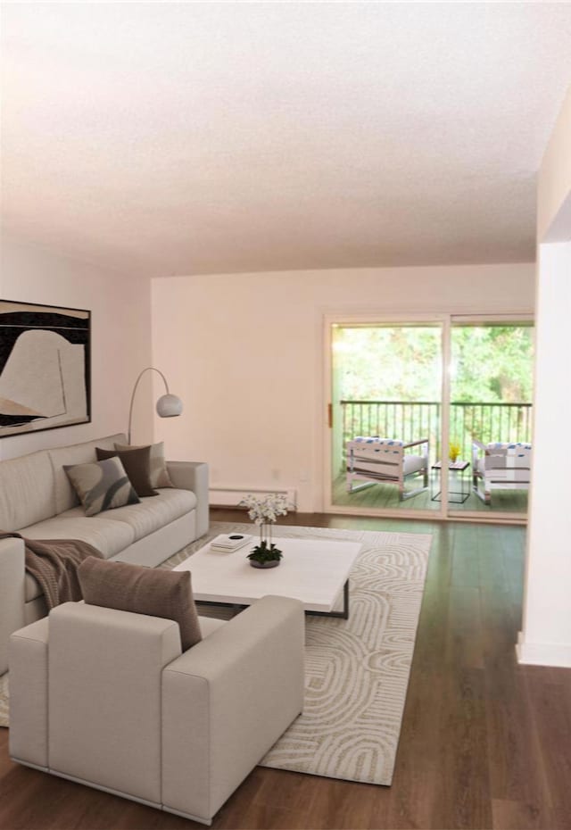 living room featuring dark hardwood / wood-style flooring