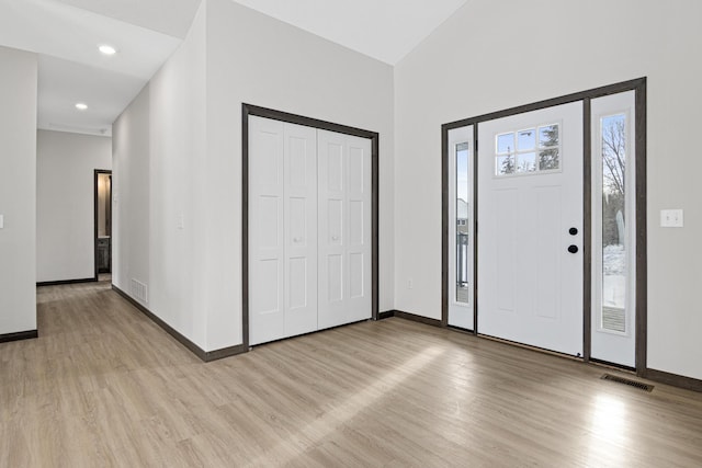 foyer featuring light wood-type flooring