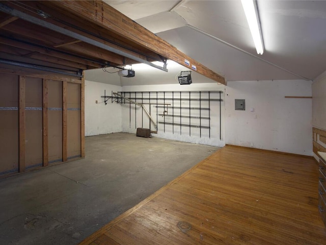 basement featuring wood-type flooring