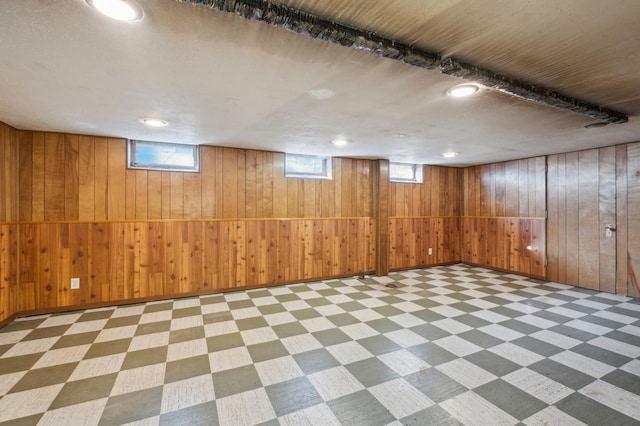 basement with wooden walls