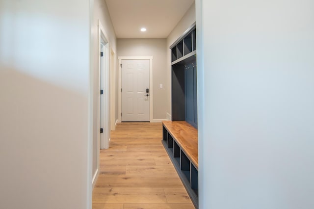 mudroom featuring light hardwood / wood-style floors