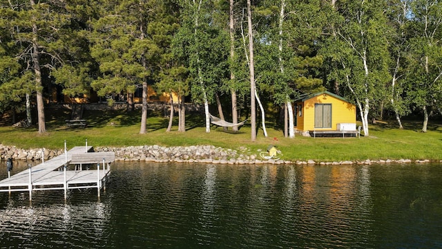 34779 County Road 39, Pequot Lakes, MN 56472 - dock featuring a water view and a yard