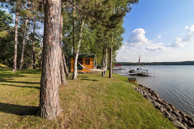 34779 County Road 39, Pequot Lakes, MN 56472 - dock area with a yard and a water view