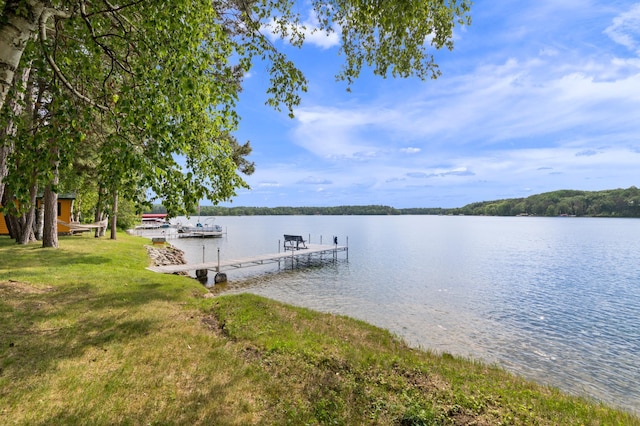 34779 County Road 39, Pequot Lakes, MN 56472 - dock featuring a water view and a yard