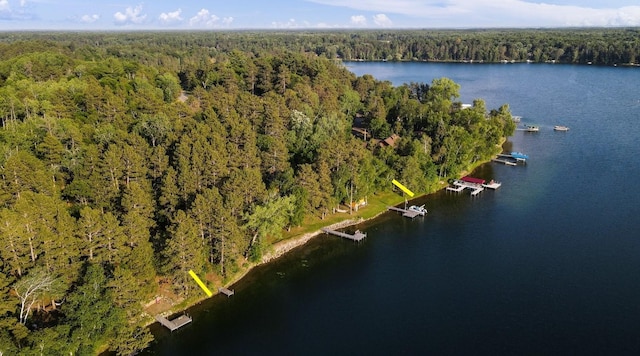 34779 County Road 39, Pequot Lakes, MN 56472 - aerial view of property and surrounding area featuring a heavily wooded area and a nearby body of water