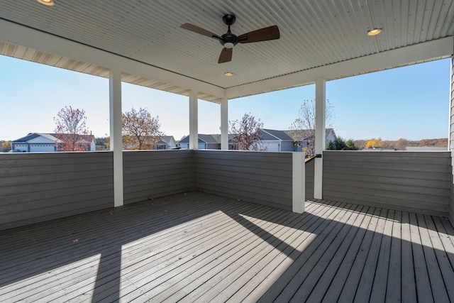 wooden terrace with ceiling fan