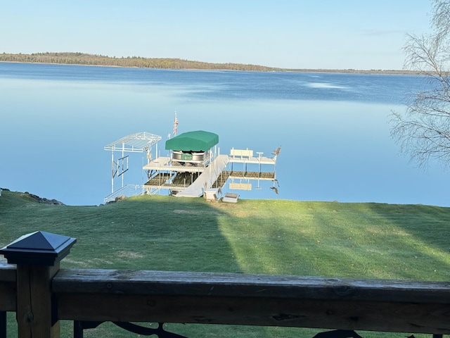 8291 Boy Lake Dr NE, Remer, MN 56672 - dock area featuring a water view and boat lift