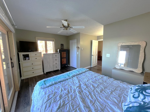 8291 Boy Lake Dr NE, Remer, MN 56672 - bedroom with dark wood-style floors and ceiling fan