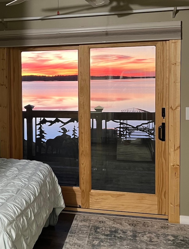 8291 Boy Lake Dr NE, Remer, MN 56672 - bedroom featuring wood finished floors and a water view