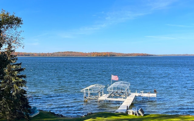 8291 Boy Lake Dr NE, Remer, MN 56672 - dock with a water view and boat lift