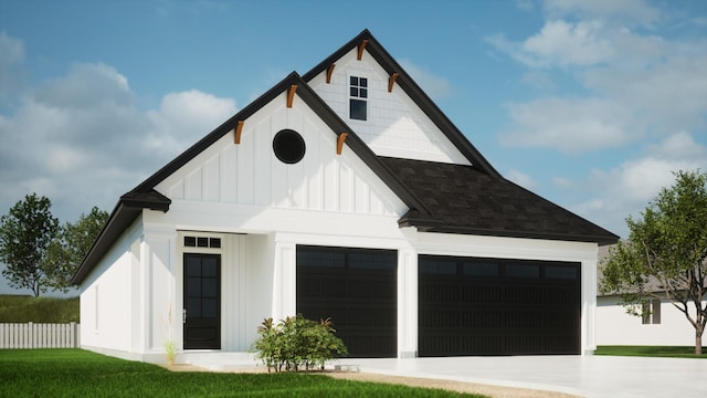 exterior space with a garage