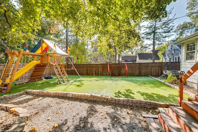 view of yard with a playground