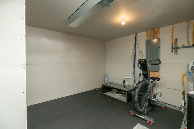 exercise room featuring electric panel