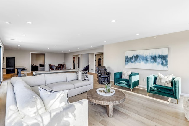 living room featuring light hardwood / wood-style floors