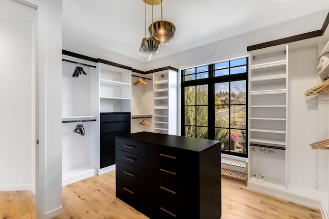 walk in closet featuring light wood-type flooring