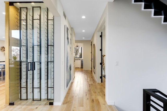 hall featuring light hardwood / wood-style flooring