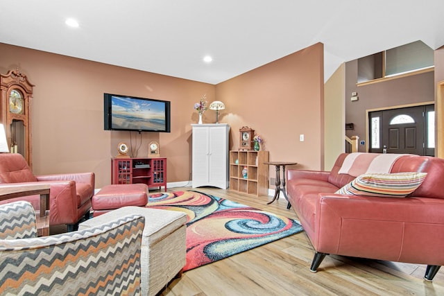 living room with light hardwood / wood-style floors