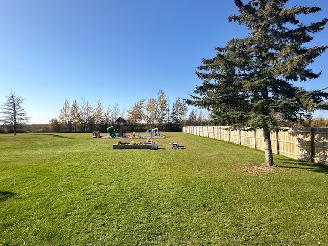 view of yard with a playground