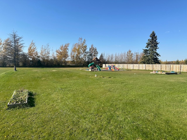 view of yard with a playground