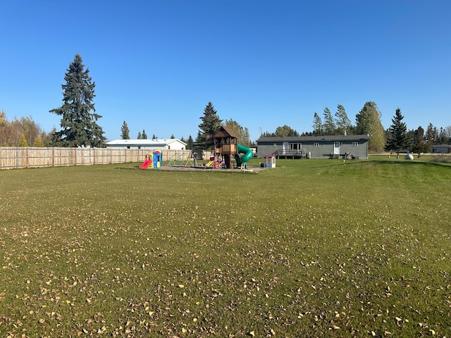 view of yard with a playground