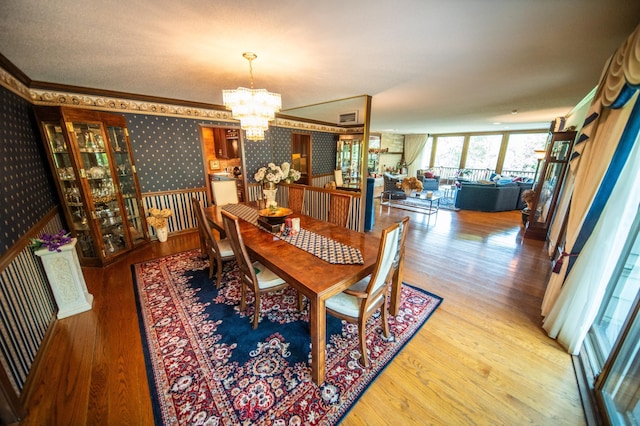 1425 20th St SW, Rochester, MN 55902 - dining space featuring wallpapered walls, a chandelier, and light wood finished floors