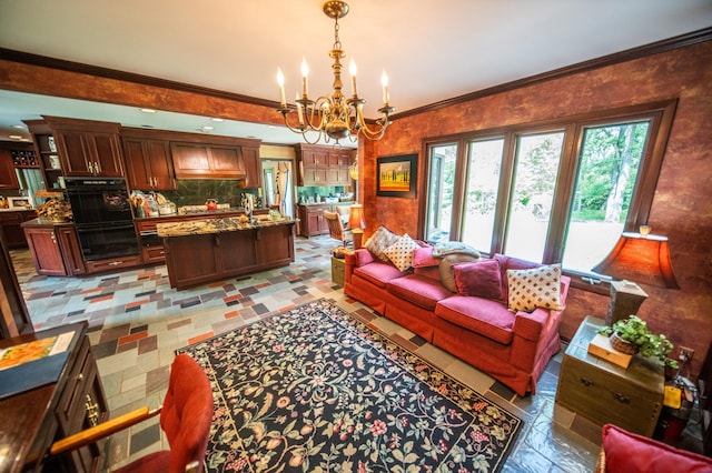 1425 20th St SW, Rochester, MN 55902 - living area featuring a chandelier and ornamental molding