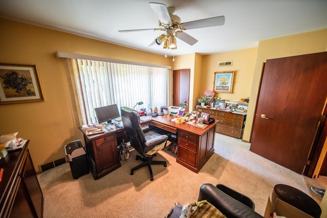 1425 20th St SW, Rochester, MN 55902 - office area featuring light carpet and a ceiling fan
