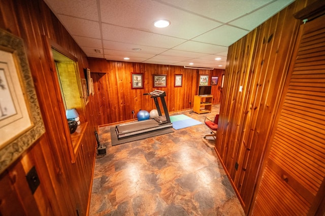 1425 20th St SW, Rochester, MN 55902 - workout room featuring wooden walls and recessed lighting