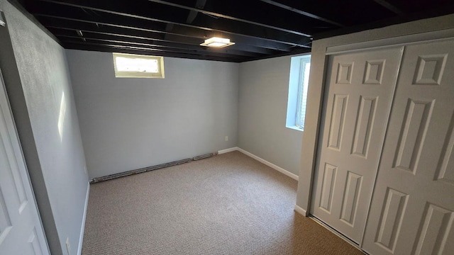 basement with carpet