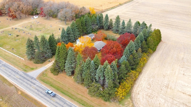 aerial view featuring a rural view